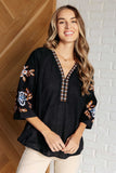 Stacy Embroidered V-Neck Blouse