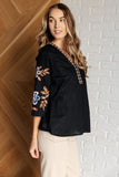 Stacy Embroidered V-Neck Blouse