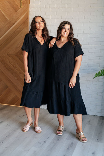 Ava Dolman Sleeve Dress in Black