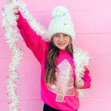 (YOUTH) Pink Glitter Tree Sweatshirt