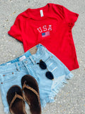 Embroidered USA Crop Tee