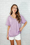 Basic Instinct Drop Shoulder V-Neck Tee in Lilac