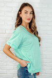 Basic Instinct Drop Shoulder V-Neck Tee in Mint