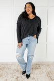 Crystal Brushed Hacci Top in Black