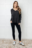 Crystal Brushed Hacci Top in Black