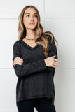 Crystal Brushed Hacci Top in Black