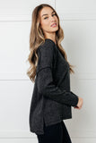 Crystal Brushed Hacci Top in Black