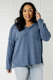 Crystal Brushed Hacci Top in Dusty Blue