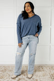 Crystal Brushed Hacci Top in Dusty Blue