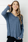 Crystal Brushed Hacci Top in Dusty Blue