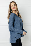 Crystal Brushed Hacci Top in Dusty Blue