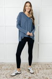 Crystal Brushed Hacci Top in Dusty Blue