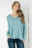 Crystal Brushed Hacci Top in Dusty Teal