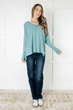 Crystal Brushed Hacci Top in Dusty Teal