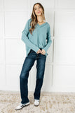 Crystal Brushed Hacci Top in Dusty Teal