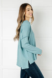 Crystal Brushed Hacci Top in Dusty Teal