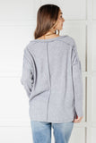 Crystal Brushed Hacci Top in Heather Grey