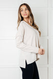 Crystal Brushed Hacci Top in Sand Beige