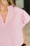 Textured Split Neck Blouse
