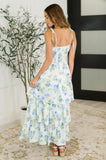 Bloomie Tiered Dress in Ivory/Blue