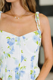 Bloomie Tiered Dress in Ivory/Blue