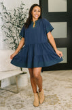 Boogie Tiered Dress in Navy