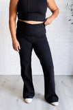 Twill Flared Crossover Waist Pant in Black