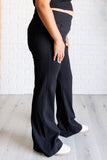 Twill Flared Crossover Waist Pant in Black