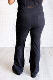 Twill Flared Crossover Waist Pant in Black