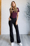 Twill Flared Crossover Waist Pant in Black