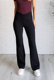 Twill Flared Crossover Waist Pant in Black