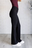 Twill Flared Crossover Waist Pant in Black