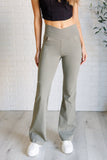 Twill Flared Crossover Waist Pant in Dusty Olive