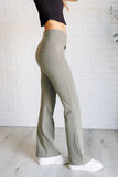 Twill Flared Crossover Waist Pant in Dusty Olive