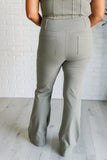 Twill Flared Crossover Waist Pant in Dusty Olive