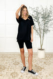Buttery Soft V-Neck Bike Short Set in Black