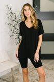 Buttery Soft V-Neck Bike Short Set in Black