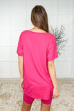 Buttery Soft V-Neck Bike Short Set in Hot Pink