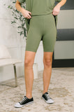 Buttery Soft V-Neck Bike Short Set in Light Olive