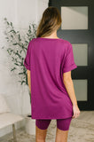 Buttery Soft V-Neck Bike Short Set in Lt Plum