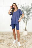 Buttery Soft V-Neck Bike Short Set in Marlin
