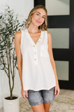 Buttoned Up Buttercup Sleeveless Top in Ivory