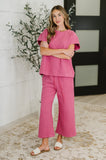 Can't Quit You Cropped Flair Bottoms in Magenta
