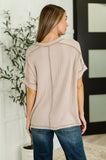 Catch Me Loungin’ Cable Ribbed Knit Top in Ash Mocha