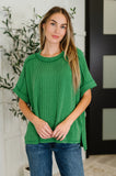 Catch Me Loungin’ Cable Ribbed Knit Top in Dark Green