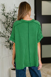 Catch Me Loungin’ Cable Ribbed Knit Top in Dark Green