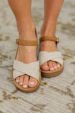 Chester Platform Nubuck Wedge Sandals in Cream