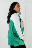 Colorblock V-Neck Henley in Green