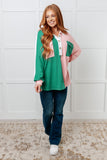 Colorblock V-Neck Henley in Green