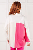 Old Colorblock V-Neck Henley in Pink